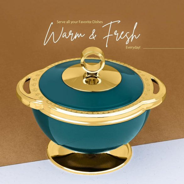 Stylish Inner Steel Casserole From Selvel (600ml, 1100ml, 1700ml) - Emerald Green / 3Pcs