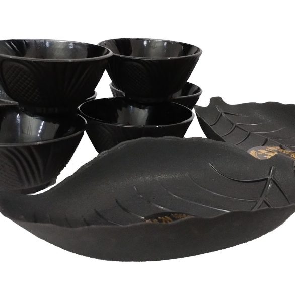 Budget Friendly Serving Platter Set 8 pcs- 2 Leaf Plates + 6 Bowls