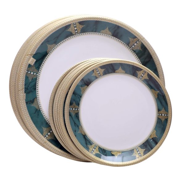 Glance Melamine Dinner Set DS09 - 30 Pieces, Golden Green