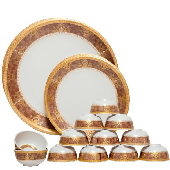 Glance Melamine Dinner Set DS10 - 30 Pieces, Golden White