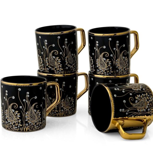 clay craft golden black tea coffee cups